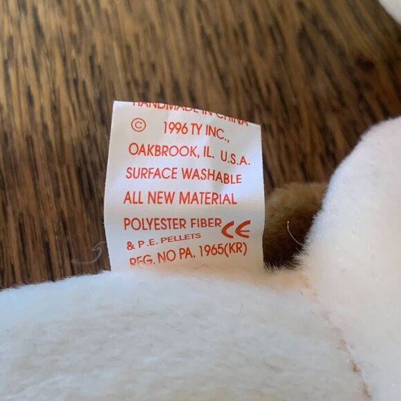 TY Beanie Babies Bernie The St. Bernard Dog White & Brown 8" 1996 NWT - Picture 6 of 9